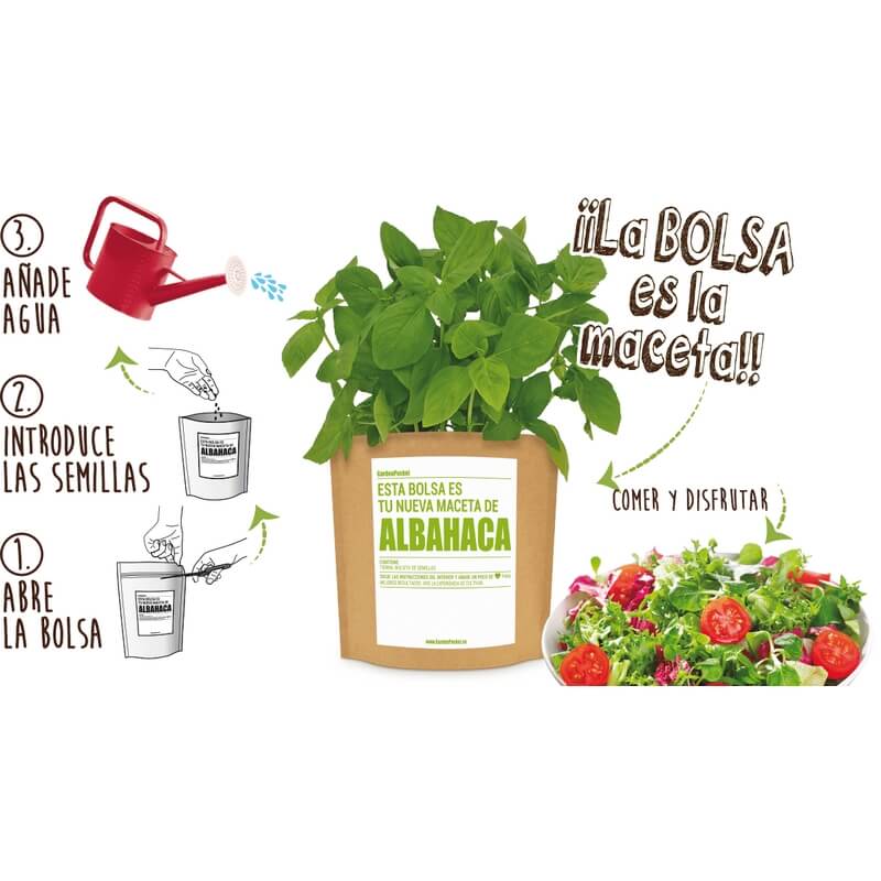 Kit de cultivo aromáticas albahaca huerto pocket